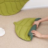 1 Pcs Green Leaf-Shaped Pet Sleeping Mat - Durable Dog Floor Pad & Cat Bed for Sleeping and Playtime - Front View