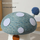 Blue Durable Mushroom Cat Scratching Post - Anti-Slip, No Debris Cat Scratch Pad with Sofa Protection for Small Cats - Top-Down View