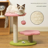 Blue Compact Cat Climbing Frame with Dual-Level Sisal Posts and Playful Design - Perfect for Scratching and Jumping - Side View