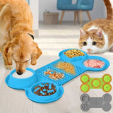 Light Blue Silicone Pet Licking Mat Slow Feeder Pad with Strong Suction and Foldable Design, Heat Resistant -40°C to 240°C, for Dogs and Cats - Front View