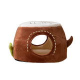 S Convertible Tree Stump Cat Bed - Foldable, Dual-Use, Four-Season Pet Nest with Double Doors - Top-Down View