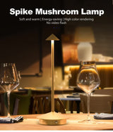 Brown Modern Minimalist Aluminum LED Mushroom Night Light - Creative Bedside Atmosphere Lamp for Dining Room and Bedroom - Side View
