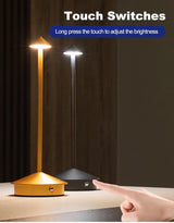 Brown Modern Minimalist Aluminum LED Mushroom Night Light - Creative Bedside Atmosphere Lamp for Dining Room and Bedroom - Rear View