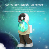 Holding the romantic moon (grey top + navy blue pants) Creative Astronaut Bluetooth Speaker with 3D Starry Sky Lighting, Portable Wireless Moon Lamp Speaker - Perfect Gift for Space Enthusiasts - Top-Down View