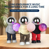 Holding the romantic moon (beige top + brown pants) Creative Astronaut Bluetooth Speaker with 3D Starry Sky Lighting, Portable Wireless Moon Lamp Speaker - Perfect Gift for Space Enthusiasts - 45-Degree Angle