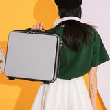 Orange Mini 16-Inch Password-Protected ABS Storage and Carry-On Luggage Box | Front-Opening Cosmetic Organizer | Lightweight 1.46kg Travel Case - Top-Down View