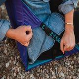 Blue Portable Outdoor Camping Seat Pad with Backrest, Foldable & Waterproof Concert Cushion, 600D Oxford Fabric, Ideal for Hiking & Picnics - 45-Degree Angle