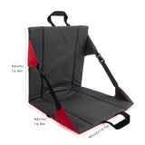Black And Red Portable Outdoor Camping Seat Pad with Backrest, Foldable & Waterproof Concert Cushion, 600D Oxford Fabric, Ideal for Hiking & Picnics - Front View