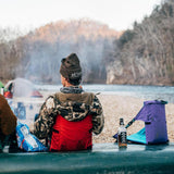Black And Red Portable Outdoor Camping Seat Pad with Backrest, Foldable & Waterproof Concert Cushion, 600D Oxford Fabric, Ideal for Hiking & Picnics - 45-Degree Angle
