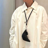 Black Cute Crossbody Coin Purse | Mini Croissant Design Shoulder Bag | Small PU Leather Portable Makeup & Earphone Pouch - Front View