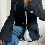 Silver Cute Crossbody Coin Purse | Mini Croissant Design Shoulder Bag | Small PU Leather Portable Makeup & Earphone Pouch - Front View