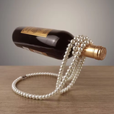 Gold Modern Floating Pearl Wine Bottle Holder ??Elegant Home Decor, Unique Kitchen Accessory for Dining, Bar, and Living Room