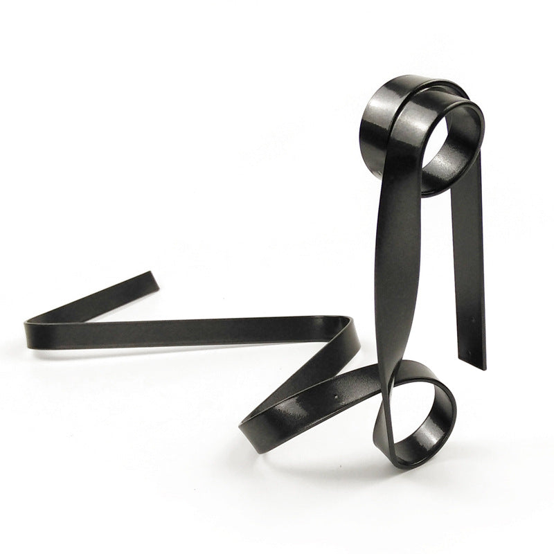 Black Modern Ribbon Wine Bottle Holder - Creative Floating Wine Rack for Home and Bar D?cor