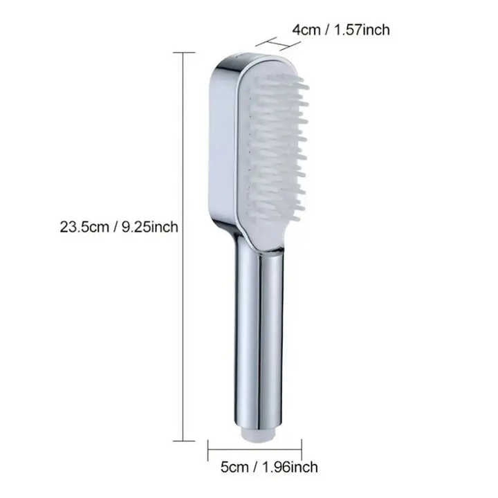 Silver Handheld Shower Head with Silicone Brush and Massage Function ??High-Pressure Water Spray
