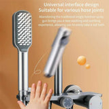 White Handheld Shower Head with Silicone Brush and Massage Function - High-Pressure Water Spray - Top-Down View