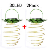 2 Pcs 30 LEDS Solar Pineapple Lantern  Outdoor LED Decorative Hanging Light, Waterproof Iron Art, Solar-Powered Garden String Light