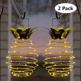 2 Pcs 30 LEDS Solar Pineapple Lantern – Outdoor LED Decorative Hanging Light, Waterproof Iron Art, Solar-Powered Garden String Light - Front View