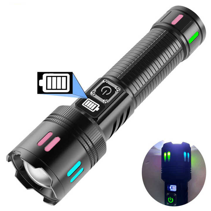 Carton Box Rechargeable High-Power Emergency Flashlight ??Super Bright Portable Outdoor Patrol Torch with Digital Display