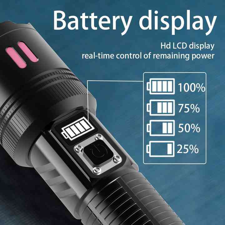 Carton Box Rechargeable High-Power Emergency Flashlight ??Super Bright Portable Outdoor Patrol Torch with Digital Display
