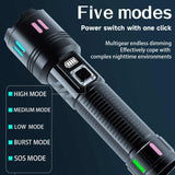 Carton Box Rechargeable High-Power Emergency Flashlight – Super Bright Portable Outdoor Patrol Torch with Digital Display - 45-Degree Angle