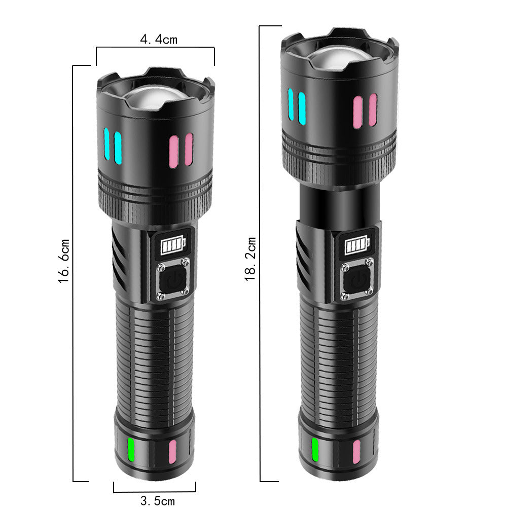 Carton Box Rechargeable High-Power Emergency Flashlight ??Super Bright Portable Outdoor Patrol Torch with Digital Display