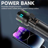 Gift Box Rechargeable High-Power Emergency Flashlight - Super Bright Portable Outdoor Patrol Torch with Digital Display - Front View