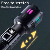 Gift Box Rechargeable High-Power Emergency Flashlight - Super Bright Portable Outdoor Patrol Torch with Digital Display - Side View
