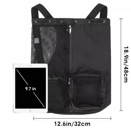 Black Mesh Drawstring Swim Backpack with Wet Pocket ??Lightweight Beach, Gym, Outdoor Sports Bag ??245g