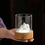 Colorful Glass Mountain Ambient Night Light - USB Rechargeable Touch Control Bedside Lamp - Adjustable 3-Color Light - Side View