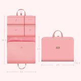 Dark Pink Travel Storage Organizer Bag - Multi-Compartment Lightweight Foldable Luggage Organizer for Clothes, Underwear, and Accessories - Portable
