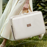 Light Pink Travel Storage Organizer Bag - Multi-Compartment Lightweight Foldable Luggage Organizer for Clothes, Underwear, and Accessories - Portable and Durable Packing Solution for Travel & Business Trips - Top-Down View