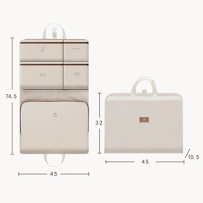 Light Pink Travel Storage Organizer Bag - Multi-Compartment Lightweight Foldable Luggage Organizer for Clothes, Underwear, and Accessories - Portable