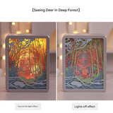 Deer in the Deep Forest 3D Paper Carving Night Light - USB Or Battery Powered Decorative Bedside Lamp | Atmosphere Lamp for Bedroom | Creative Starry