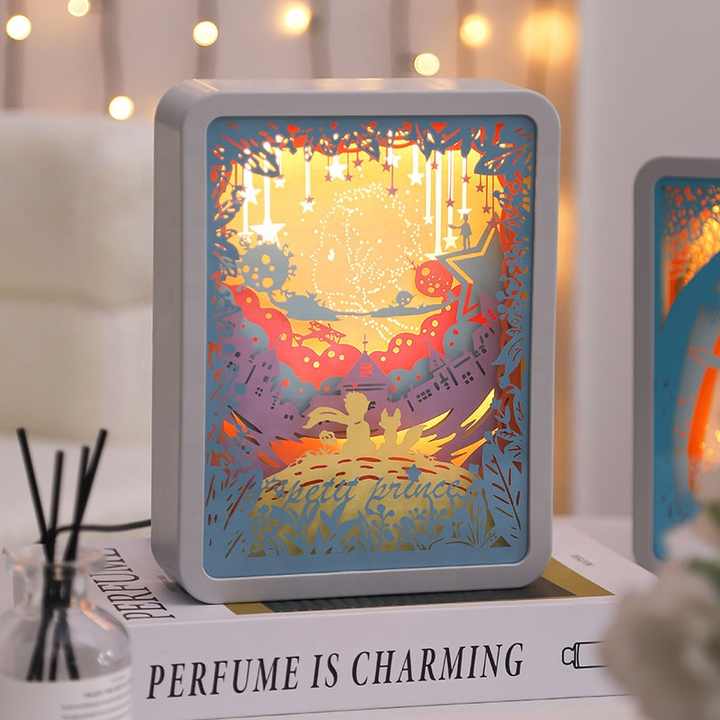 Mermaid 3D Paper Carving Night Light - USB Or Battery Powered Decorative Bedside Lamp | Atmosphere Lamp for Bedroom | Creative Starry Night and Little