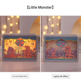 Little Monsters 3D Paper Carving Night Light - USB Or Battery Powered Decorative Bedside Lamp | Atmosphere Lamp for Bedroom | Creative Starry Night