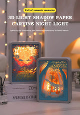 Cinderella 3D Paper Carving Night Light - USB Or Battery Powered Decorative Bedside Lamp | Atmosphere Lamp for Bedroom | Creative Starry Night and