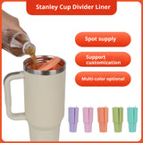 Turquoise 40oz Silicone Dual-Chamber Cup Separator - Food-Grade Drink Divider, Cold Drink Mug with Separate Compartments, BPA-Free Silicone Liner for Beverages, Juice, Coffee, and Tea - 45-Degree Angle