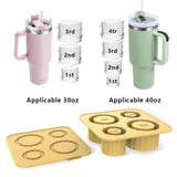 2 Pcs Yellow Silicone Ice Cube Tray with Lid - Easy Release, Food-Grade Platinum Silicone Ice Mold, 30oz/40oz Compatible, Durable and Reusable - Front View