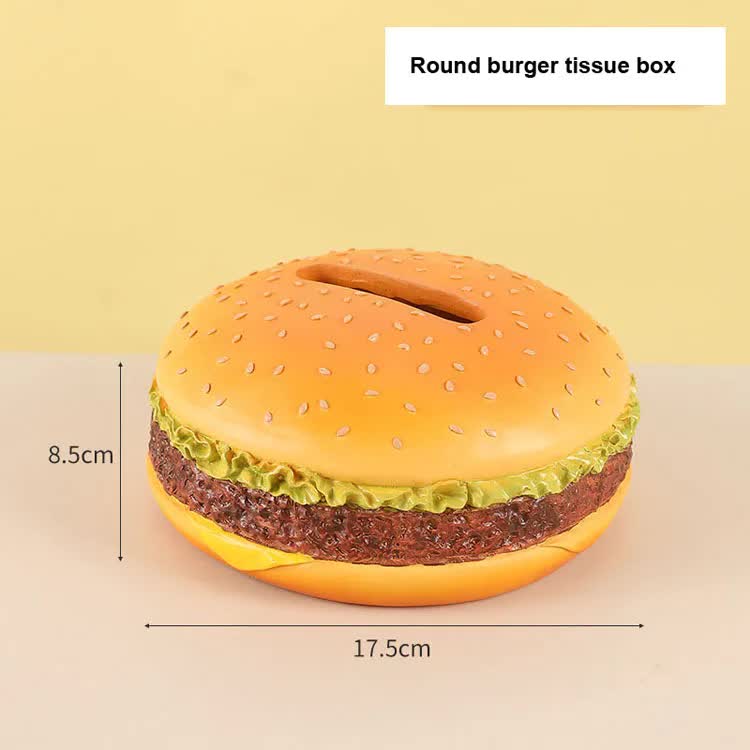 Round Creative Burger Tissue Box ??Fun American-Style Cartoon Paper Towel Holder for Home D?cor and Gifts