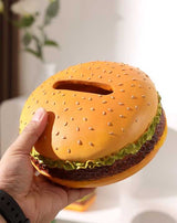 Round Creative Burger Tissue Box – Fun American-Style Cartoon Paper Towel Holder for Home Décor and Gifts - Top-Down View