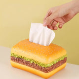 Square Creative Burger Tissue Box - Fun American-Style Cartoon Paper Towel Holder for Home D?cor and Gifts