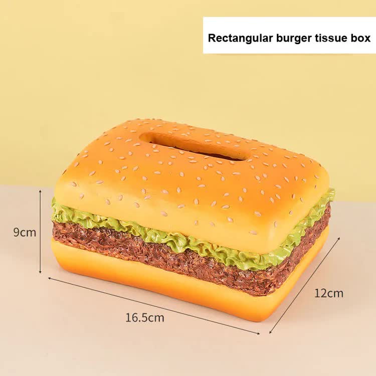 Square Creative Burger Tissue Box - Fun American-Style Cartoon Paper Towel Holder for Home D?cor and Gifts