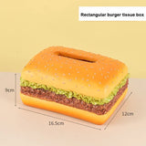 Square Creative Burger Tissue Box - Fun American-Style Cartoon Paper Towel Holder for Home D?cor and Gifts