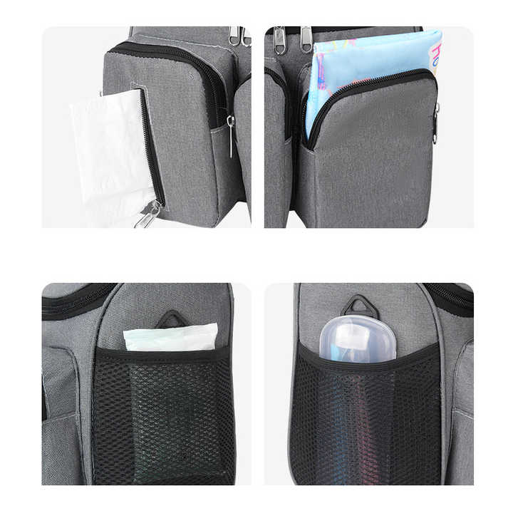 Black Portable Baby Stroller Organizer Bag ??Multi-Purpose Diaper Storage Bag for Moms, Lightweight and Travel-Friendly