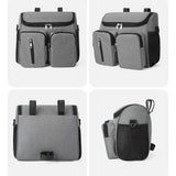 Grey Portable Baby Stroller Organizer Bag - Multi-Purpose Diaper Storage Bag for Moms, Lightweight and Travel-Friendly - Top-Down View