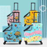 Pink Kids Ride-On Luggage - 20-Inch Cartoon Travel Suitcase with Footrest, Durable Rolling Carry-On for Children - Front View