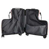 Pink Kids Ride-On Luggage - 20-Inch Cartoon Travel Suitcase with Footrest, Durable Rolling Carry-On for Children - Top-Down View