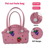Pink Portable EVA Pet Handbag - DIY Custom Decoration Carrier for Small Pets, Beach, and Outdoor Use (Large Capacity) - Side View