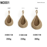 Khaki 3-Piece Wall-Mounted Cotton Rope Storage Baskets ??Large, Medium, and Small Hand-Woven Fruit/Vegetable/Storage Nets (Large weight 300g, Medium