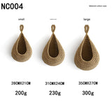 Khaki 3-Piece Wall-Mounted Cotton Rope Storage Baskets ??Large, Medium, and Small Hand-Woven Fruit/Vegetable/Storage Nets (Large weight 300g, Medium